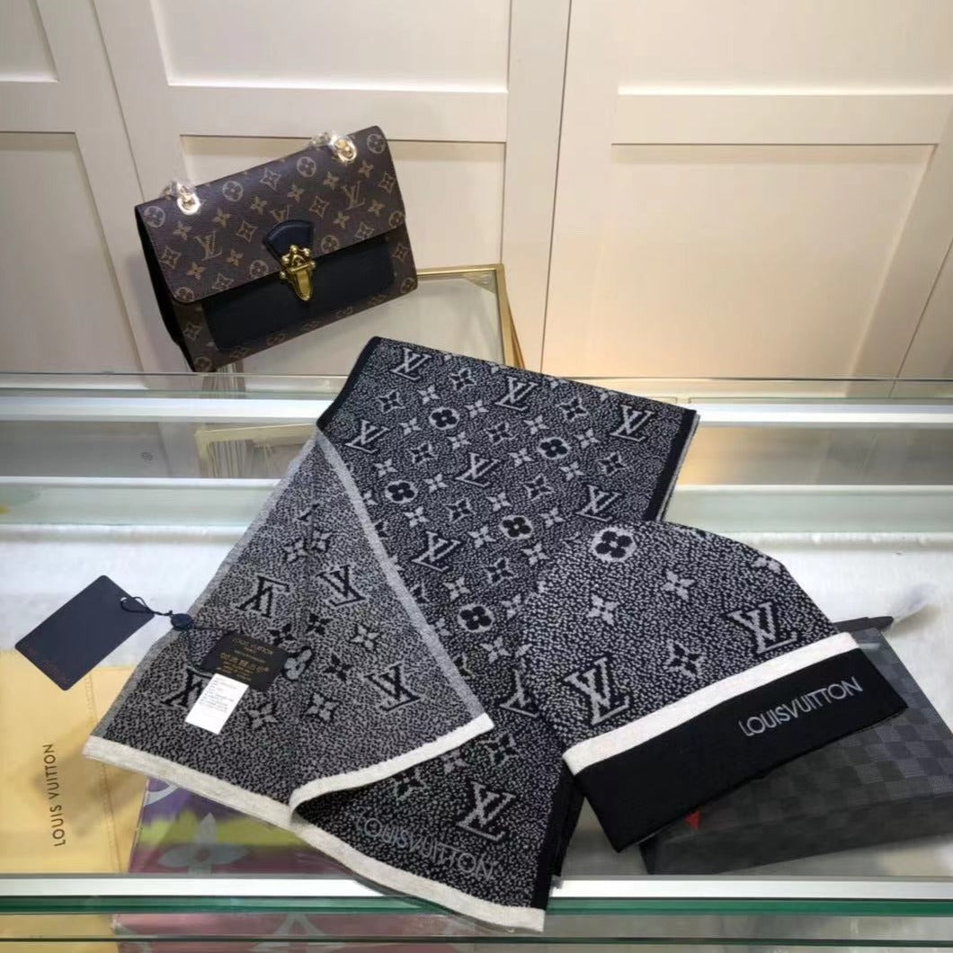 LV monogram hat and scarf set