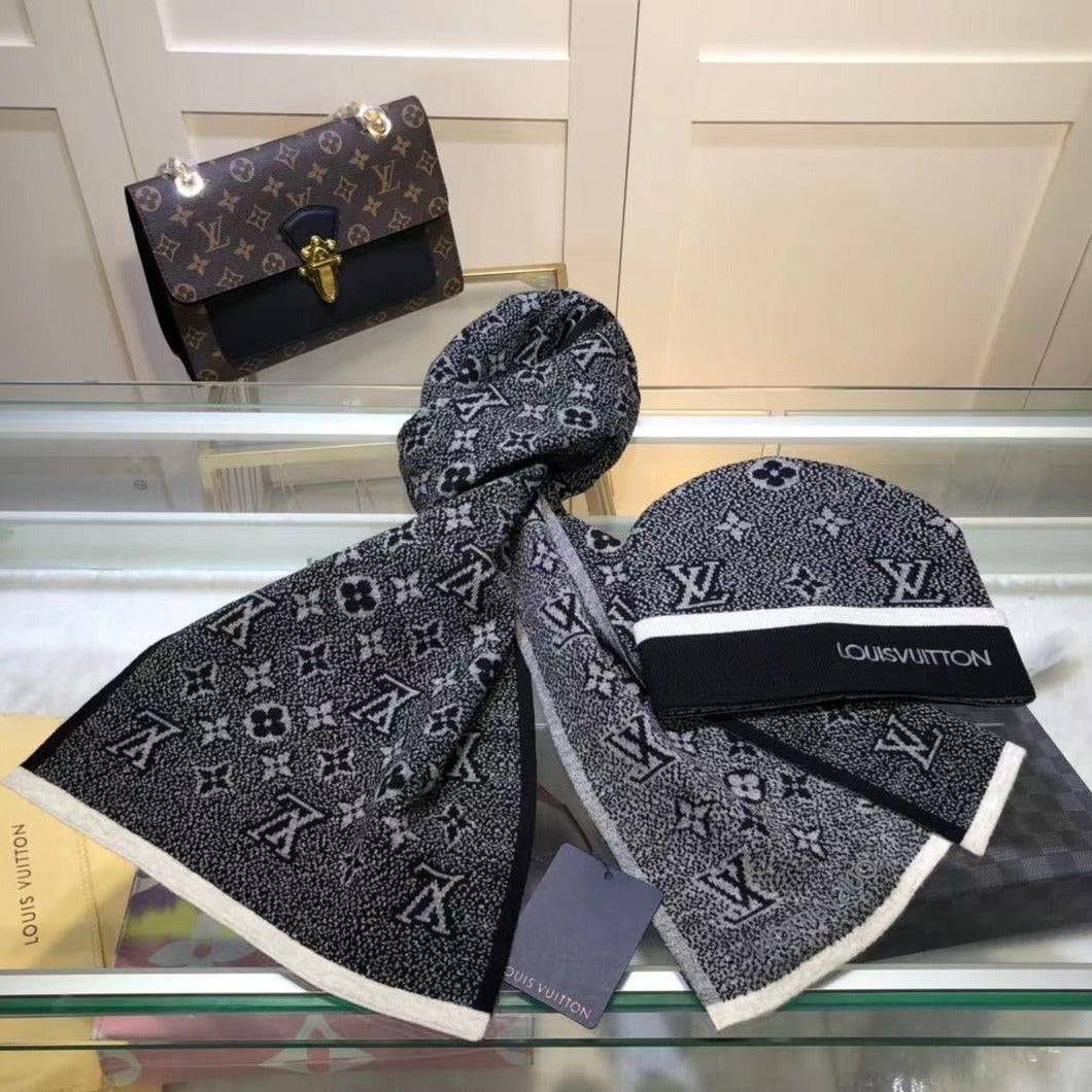LV monogram hat and scarf set