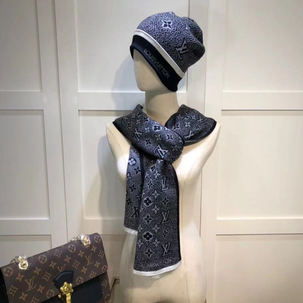 LV monogram hat and scarf set